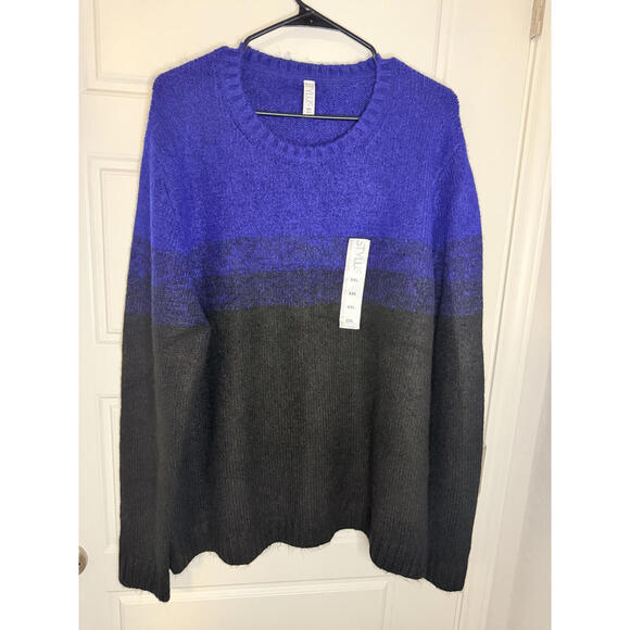 Stylus Men's Blue and Black Color Block Sweater - Picture 3 of 4